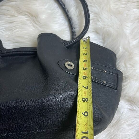 Cole Haan Black Pebbled Leather Hobo medium shoulder bag silver tone accents - Picture 10 of 16